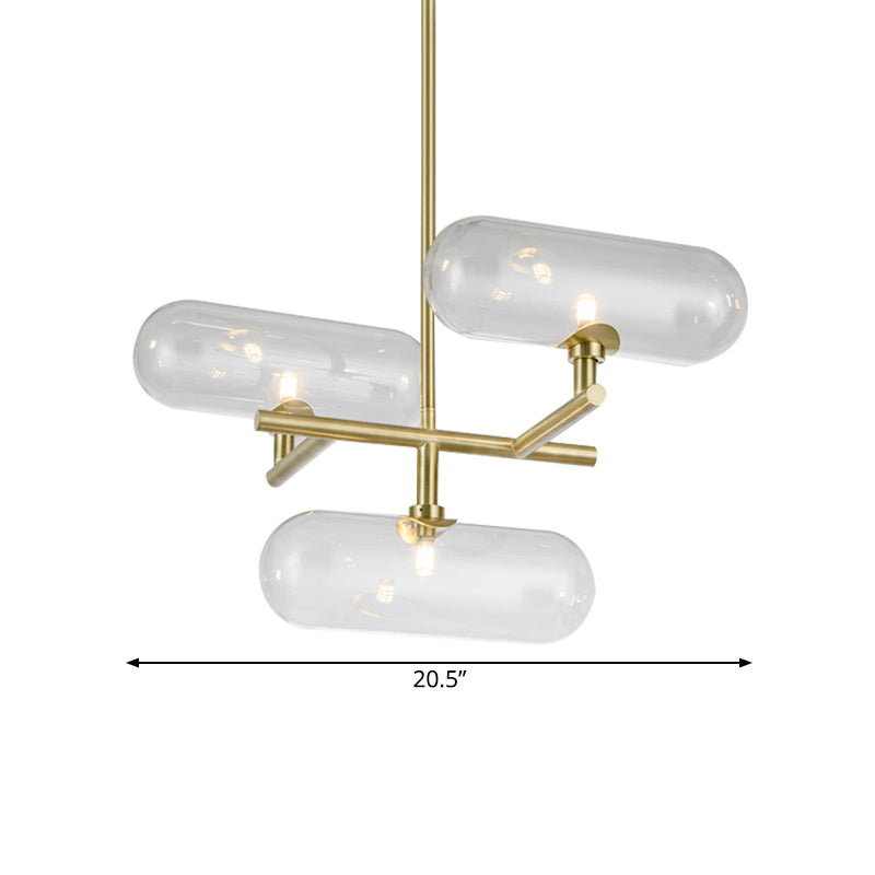 Lustre suspendu moderne en laiton avec abat-jour en verre transparent - Idéal pour les salles à manger