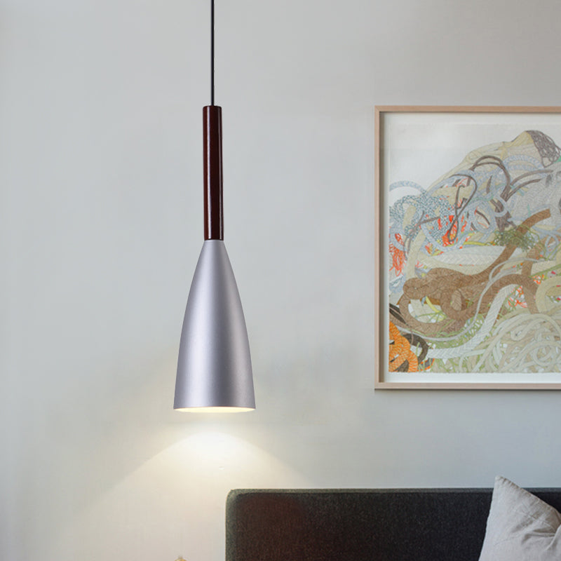 Gray Trumpet Pendulum Light - Stylish 1-Head Aluminum Ceiling Pendant for Bedside - Nordic Design