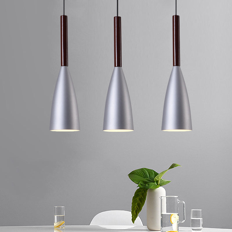 Gray Trumpet Pendulum Light - Stylish 1-Head Aluminum Ceiling Pendant for Bedside - Nordic Design