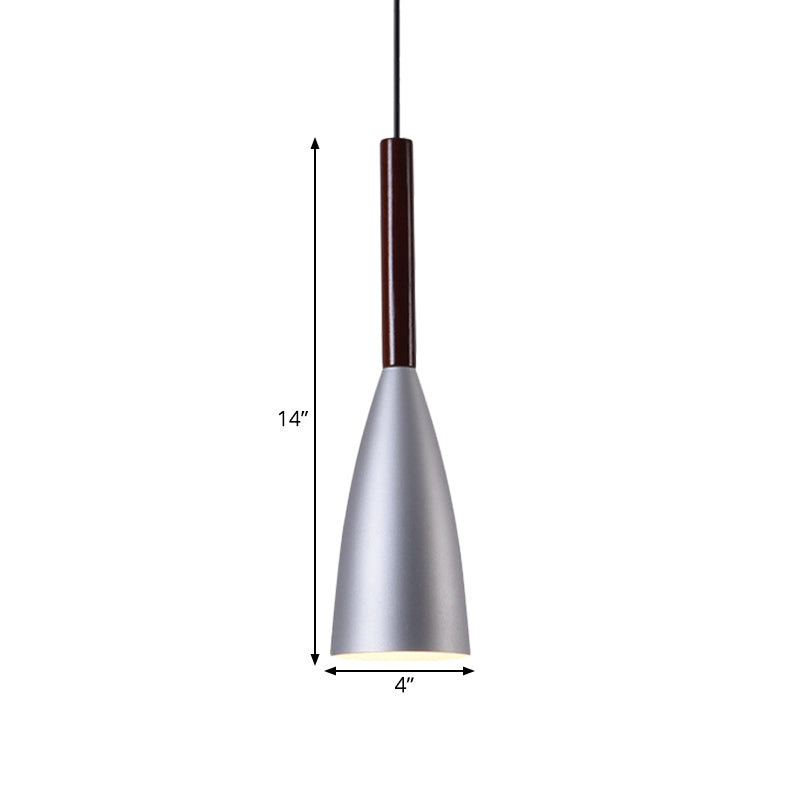 Gray Trumpet Pendulum Light - Stylish 1-Head Aluminum Ceiling Pendant for Bedside - Nordic Design