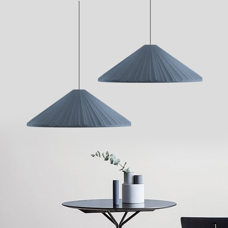 Ribbed Macaron Pendant Bedside Light in White/Pink/Blue Resin