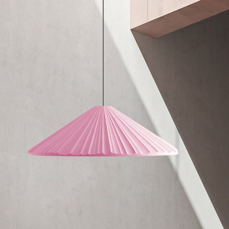 Ribbed Macaron Pendant Bedside Light in White/Pink/Blue Resin