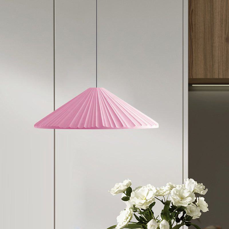 Ribbed Macaron Pendant Bedside Light in White/Pink/Blue Resin
