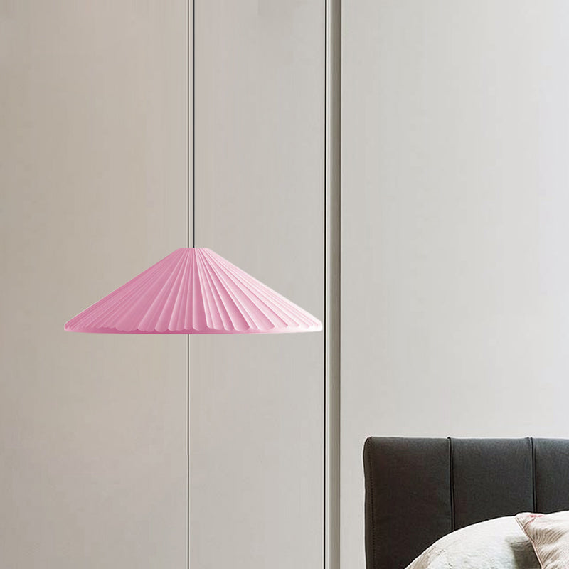 Ribbed Macaron Pendant Bedside Light in White/Pink/Blue Resin