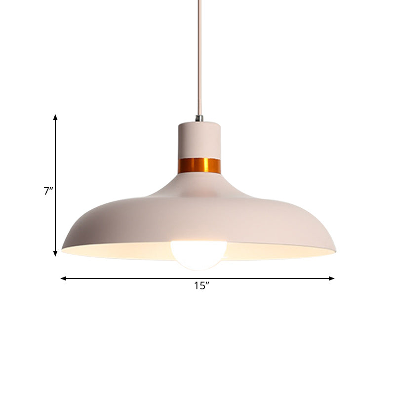 Pink Minimalist 1-Light Aluminum Barn Pendant Light Kit for Dining Table