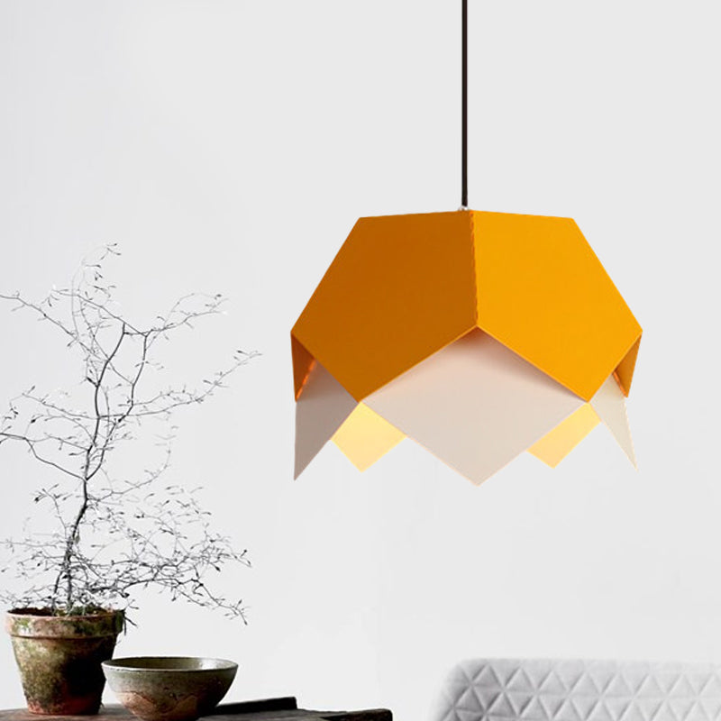 Scalloped Edge Macaron Hanging Light: Layered Iron, Blue/Yellow Pendant Ceiling Light with 1 Bulb