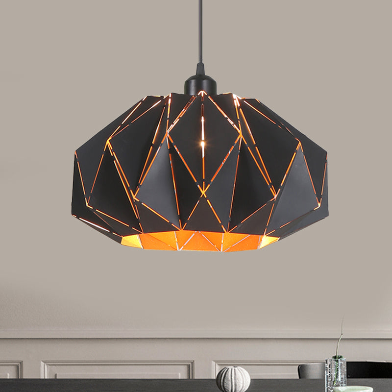 Nordic White/Black Pendant Lamp with Laser-Cut Iron Shade for Living Room