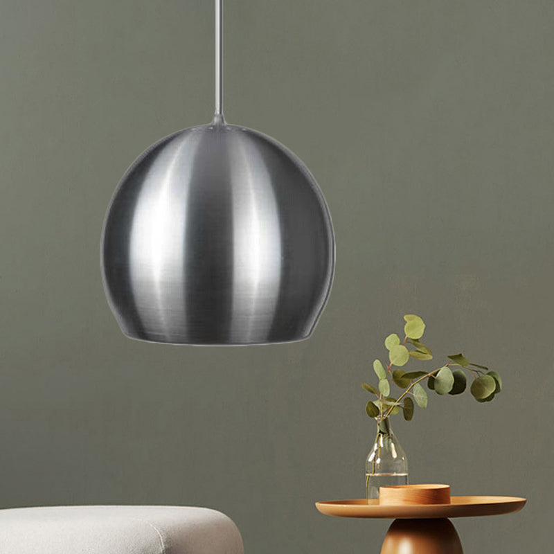 Luminaire suspendu moderne en forme de dôme en nickel satiné avec motif percé