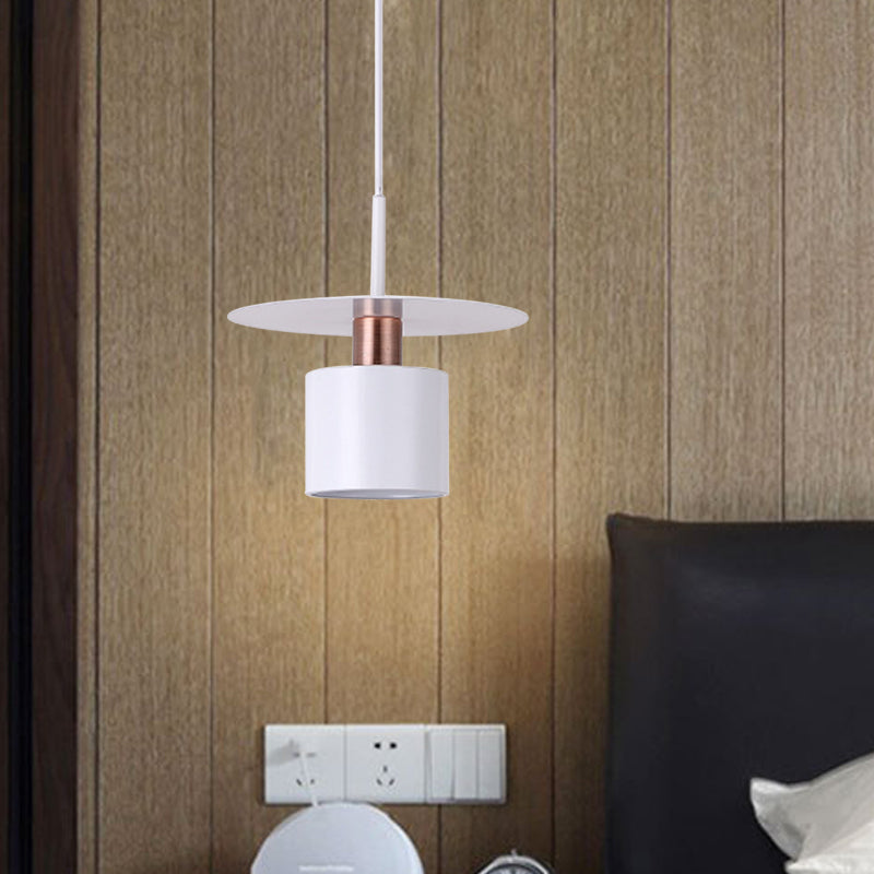 Minimalist Perfume Bottle Bedside Hanging Light - White Metal 1 Head Ceiling Suspension Lamp (8"/14" Wide)