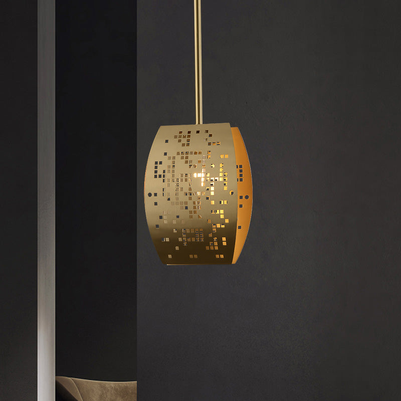 Curvy Gold Cutout Metal Pendant: Stylish Study Room Ceiling Light