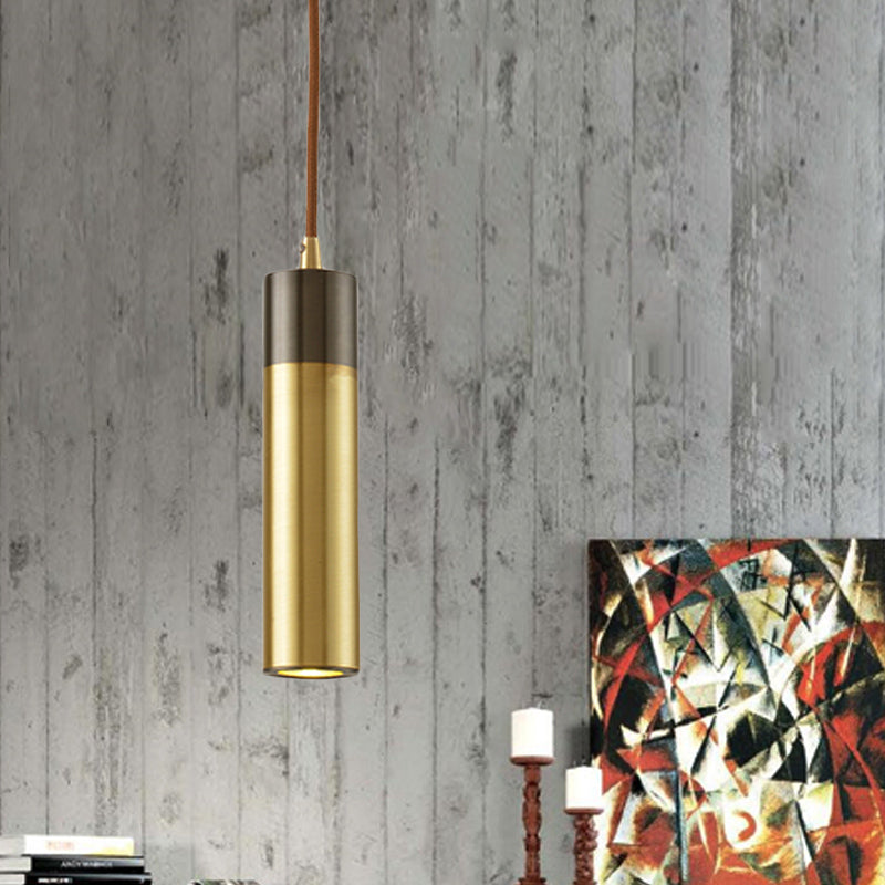 Modern Brass-Black 1-Light Metal Hanging Light Kit for Beer Bar Column Pendant