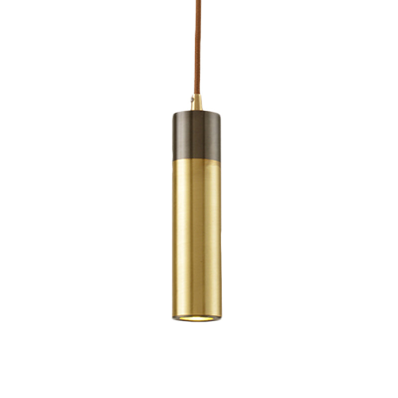 Modern Brass-Black 1-Light Metal Hanging Light Kit for Beer Bar Column Pendant