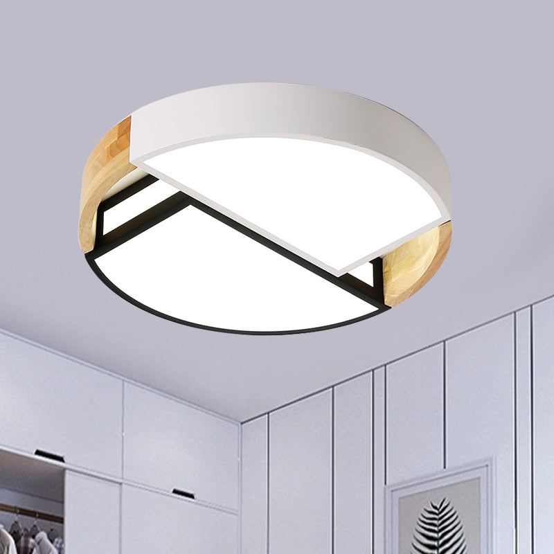Modern Nordic Acrylic Flushmount LED Ceiling Light in White-Black for Bedroom, 16"/19.5" Wide