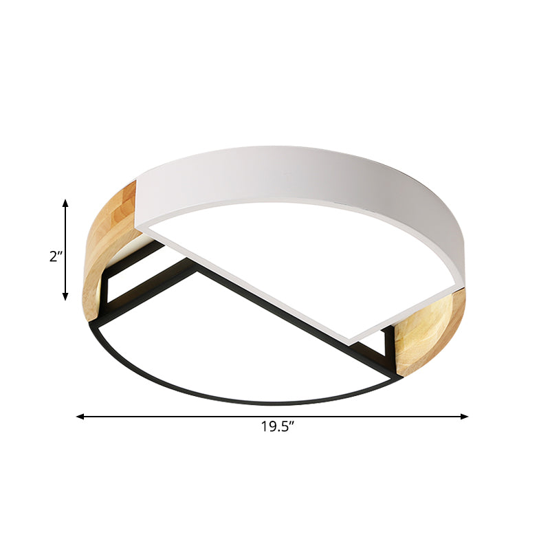 Modern Nordic Acrylic Flushmount LED Ceiling Light in White-Black for Bedroom, 16"/19.5" Wide