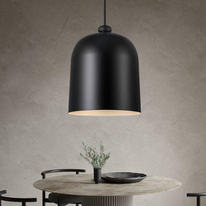 Nordic Dome Pendant Lamp - Black/White/Grey, Moveable & Metal - Perfect for Dining Room Lighting
