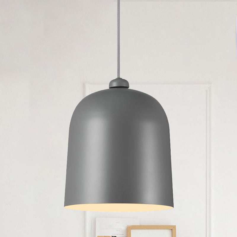 Nordic Dome Pendant Lamp - Black/White/Grey, Moveable & Metal - Perfect for Dining Room Lighting