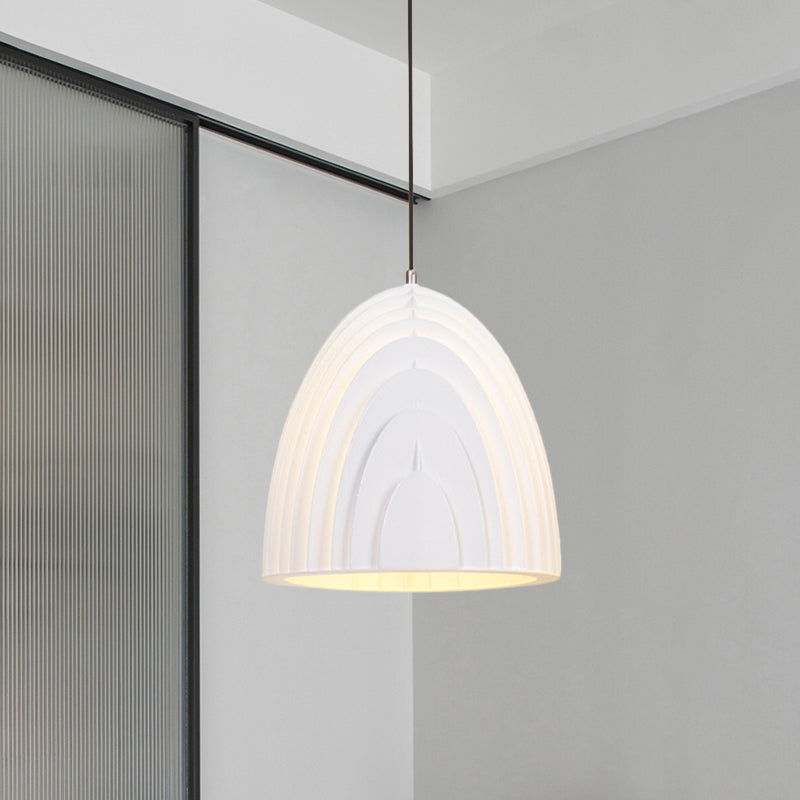 Modern Wood Grain Dome Pendant Light: Single White/Yellow/Blue Lamp Kit
