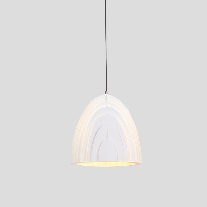 Modern Wood Grain Dome Pendant Light: Single White/Yellow/Blue Lamp Kit