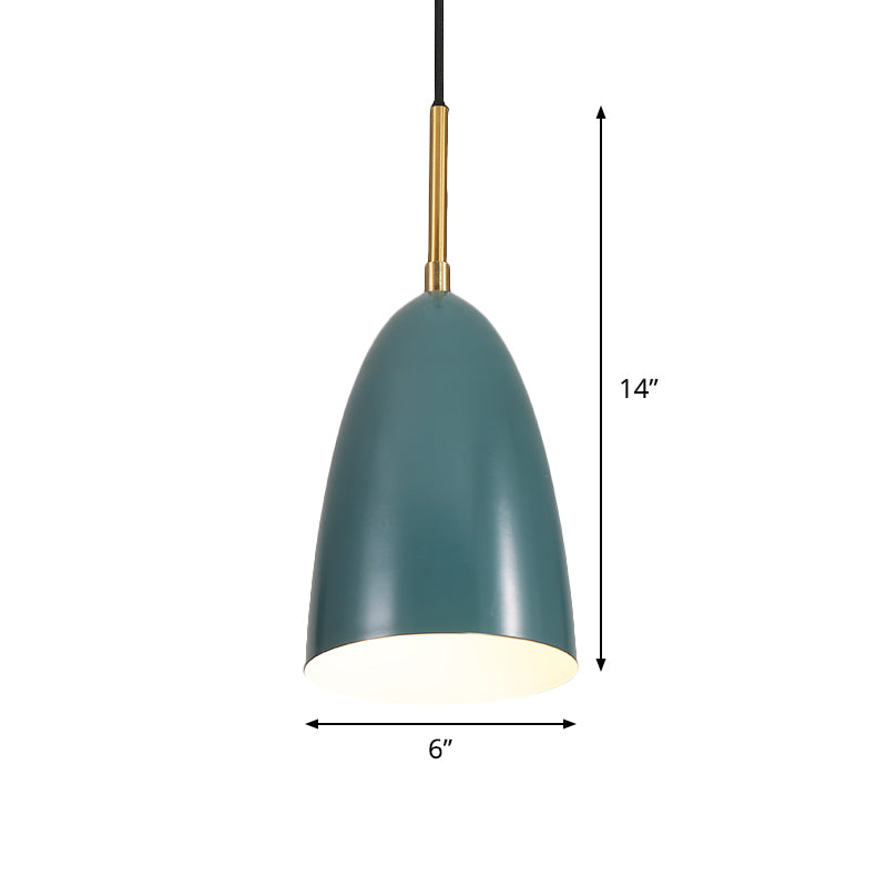 Green Macaron Bullet Pendant Ceiling Light - Sleek Metal Suspended Fixture