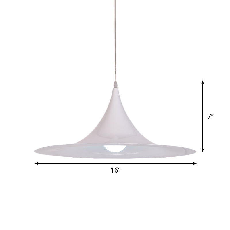 Minimalist White Trumpet Pendant Light For Dining Room - Single Bulb Aluminum Ceiling Fixture