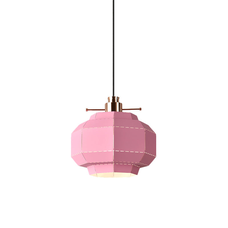 Macaron Pink Pendant Light with Faceted Iron Shade - Stylish Hanging Pendulum for Dinette
