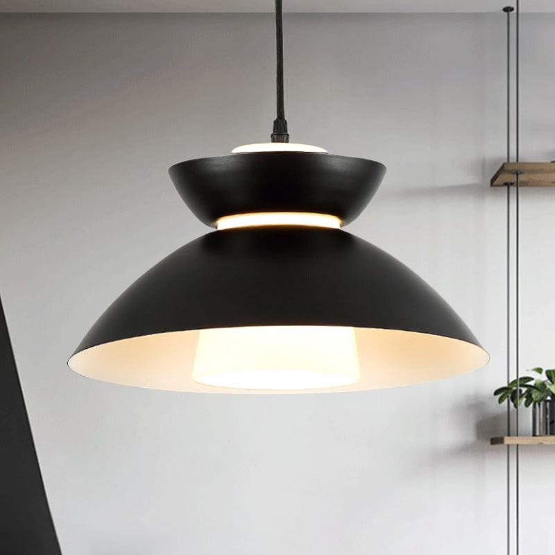Suspension Iron Flare avec abat-jour en verre mat - Design simple à 1 ampoule en noir/café