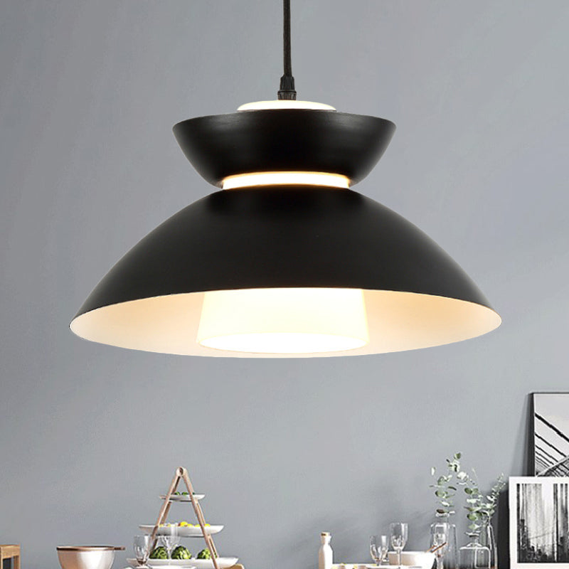 Suspension Iron Flare avec abat-jour en verre mat - Design simple à 1 ampoule en noir/café