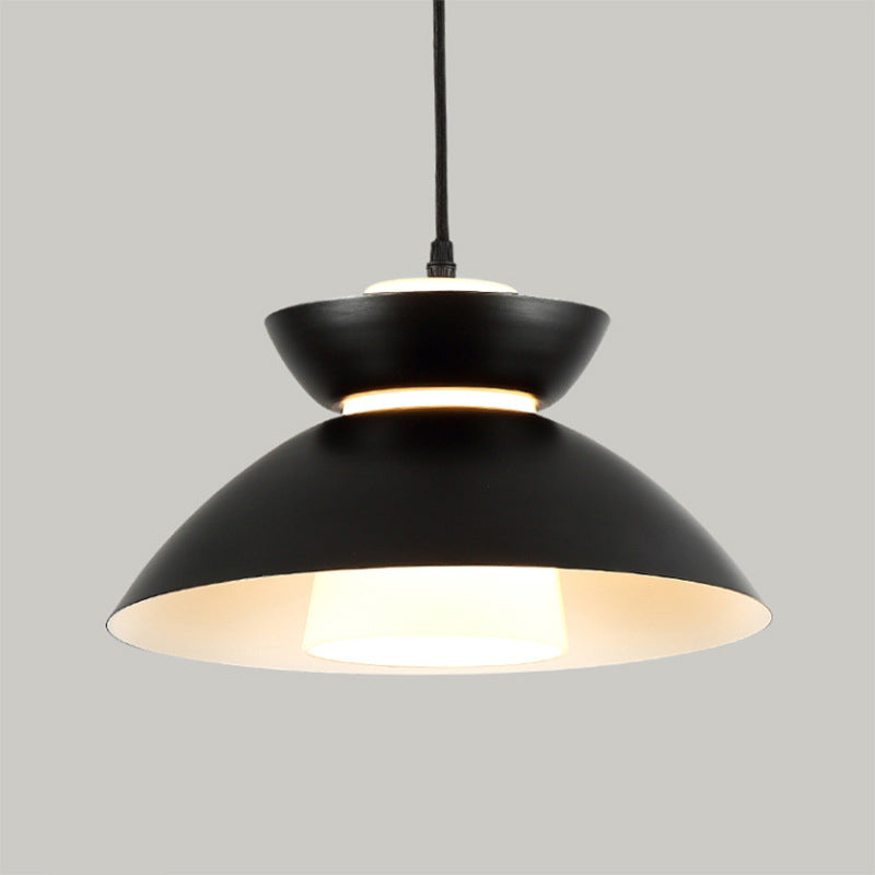 Suspension Iron Flare avec abat-jour en verre mat - Design simple à 1 ampoule en noir/café