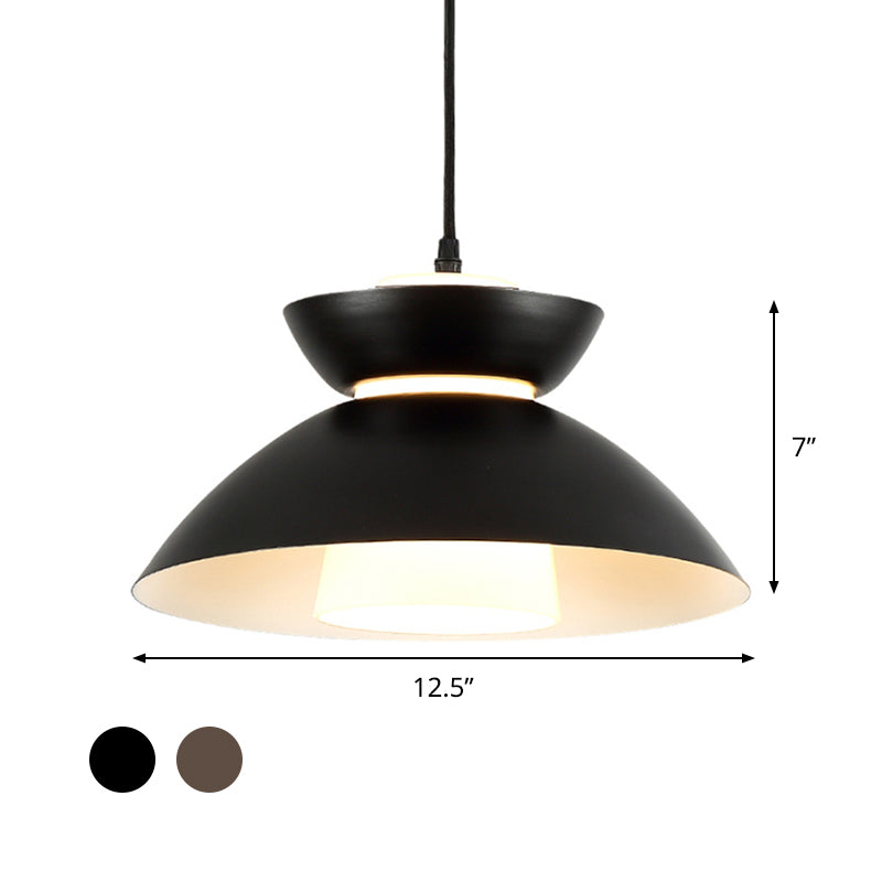 Suspension Iron Flare avec abat-jour en verre mat - Design simple à 1 ampoule en noir/café