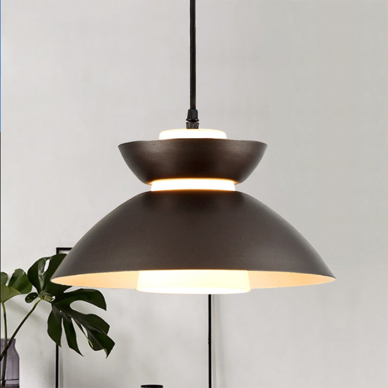 Suspension Iron Flare avec abat-jour en verre mat - Design simple à 1 ampoule en noir/café