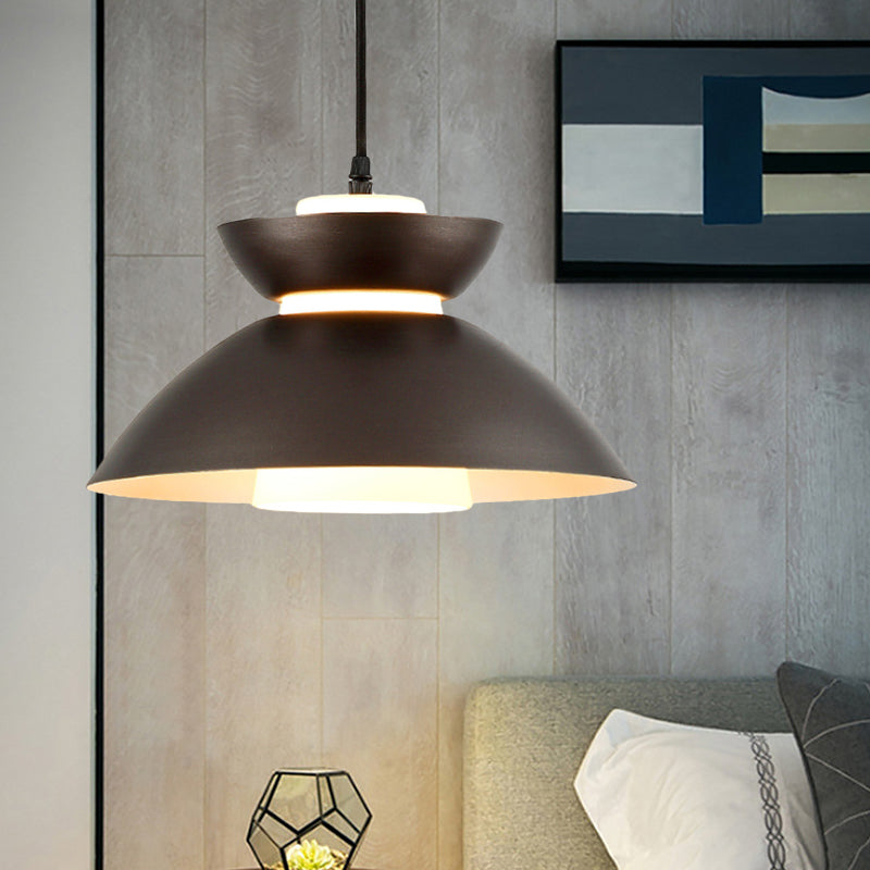 Suspension Iron Flare avec abat-jour en verre mat - Design simple à 1 ampoule en noir/café