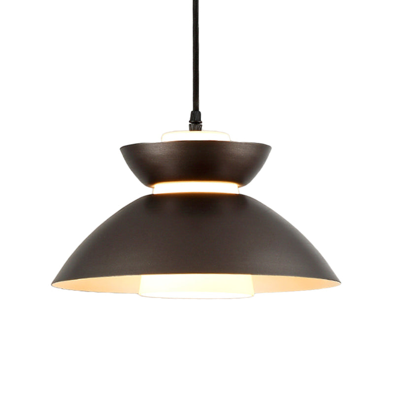 Suspension Iron Flare avec abat-jour en verre mat - Design simple à 1 ampoule en noir/café