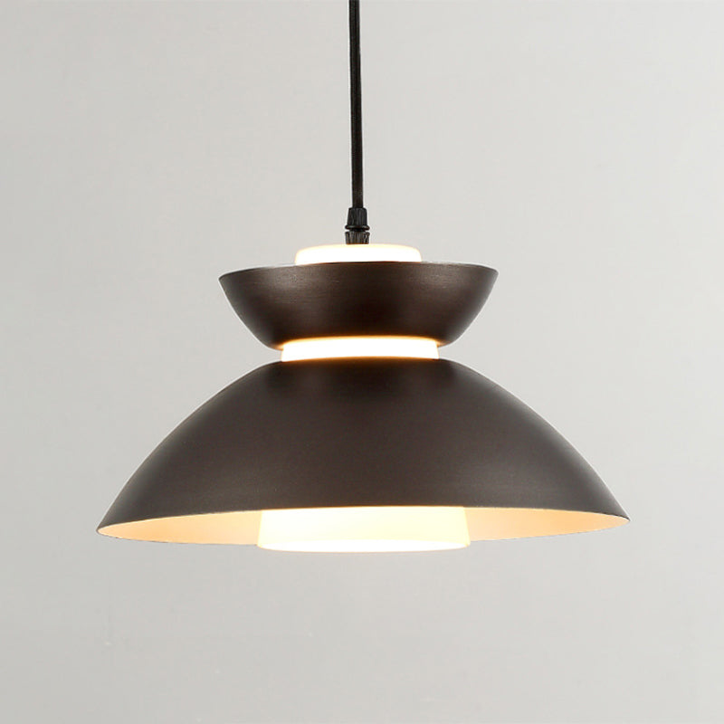 Suspension Iron Flare avec abat-jour en verre mat - Design simple à 1 ampoule en noir/café