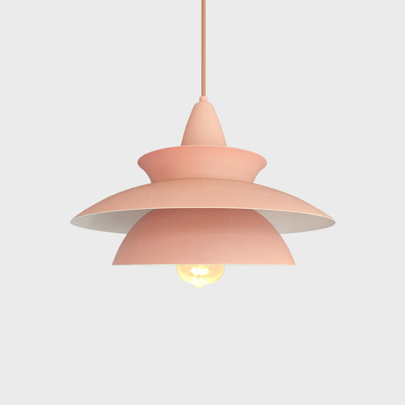 Pink Macaron Iron Hanging Pendant Ceiling Lamp - 3 Layers, 1-Light - Ideal for Table Decor