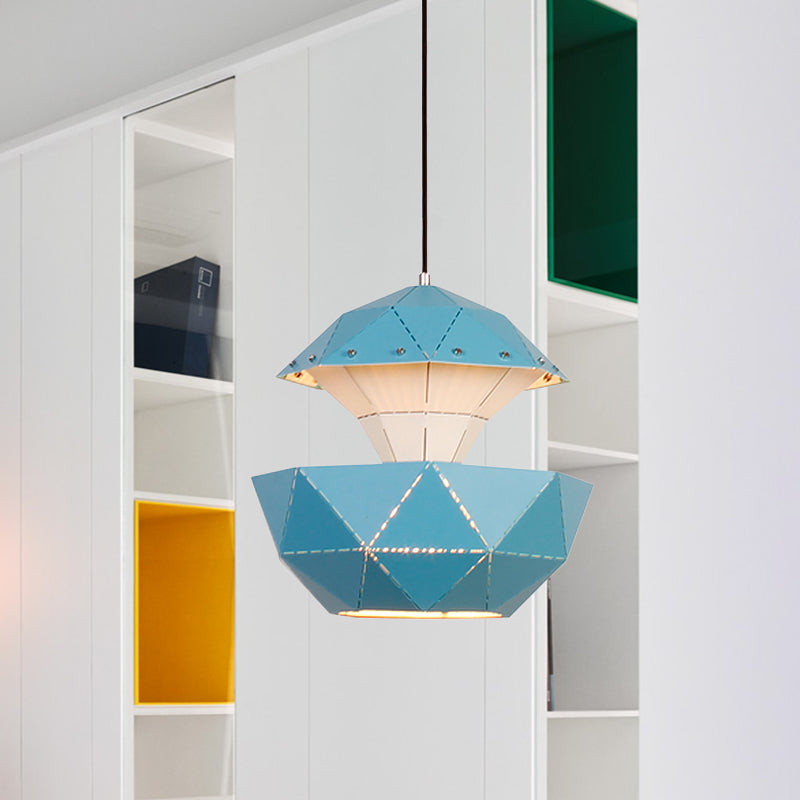Iron Sailboat Laser-Cut Hanging Lamp, Pink/Blue/White Pendant Light for Living Room