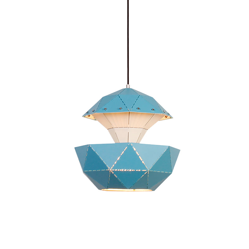 Iron Sailboat Laser-Cut Hanging Lamp, Pink/Blue/White Pendant Light for Living Room