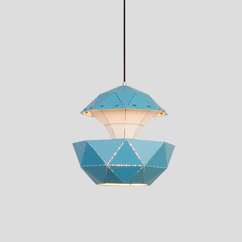 Iron Sailboat Laser-Cut Hanging Lamp, Pink/Blue/White Pendant Light for Living Room
