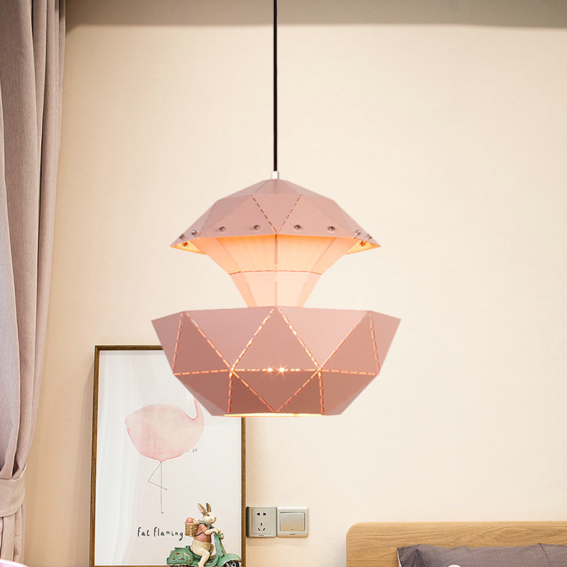 Iron Sailboat Laser-Cut Hanging Lamp, Pink/Blue/White Pendant Light for Living Room