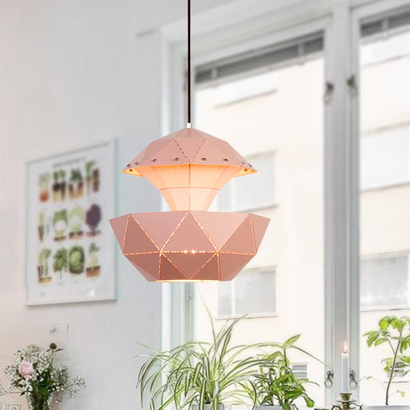 Iron Sailboat Laser-Cut Hanging Lamp, Pink/Blue/White Pendant Light for Living Room