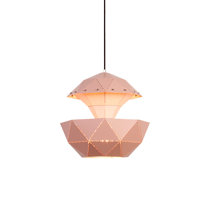 Laser-Cut Iron Sailboat Hanging Lamp With Pink/Blue/White Pendant Light For Living Room
