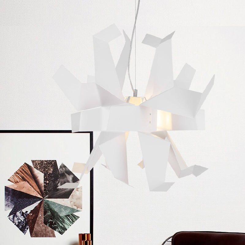 Origami Bird Pendant Lamp - White and Red Art Decor Light Fixture