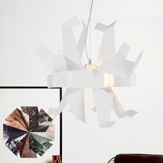Origami Bird Pendant Lamp - White and Red Art Decor Light Fixture