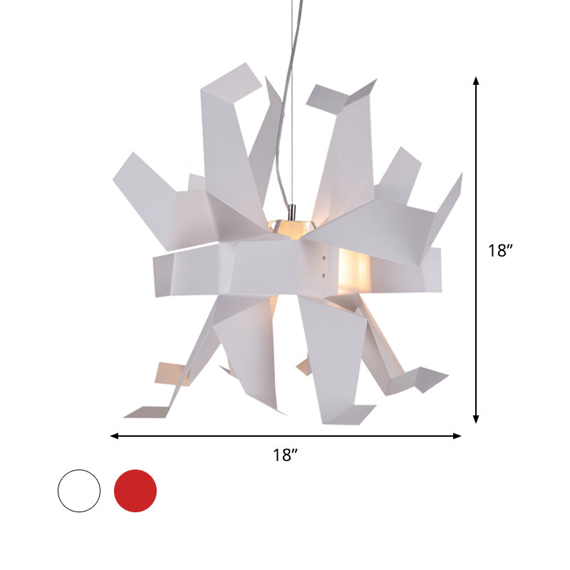 Origami Bird Pendant Lamp - White and Red Art Decor Light Fixture
