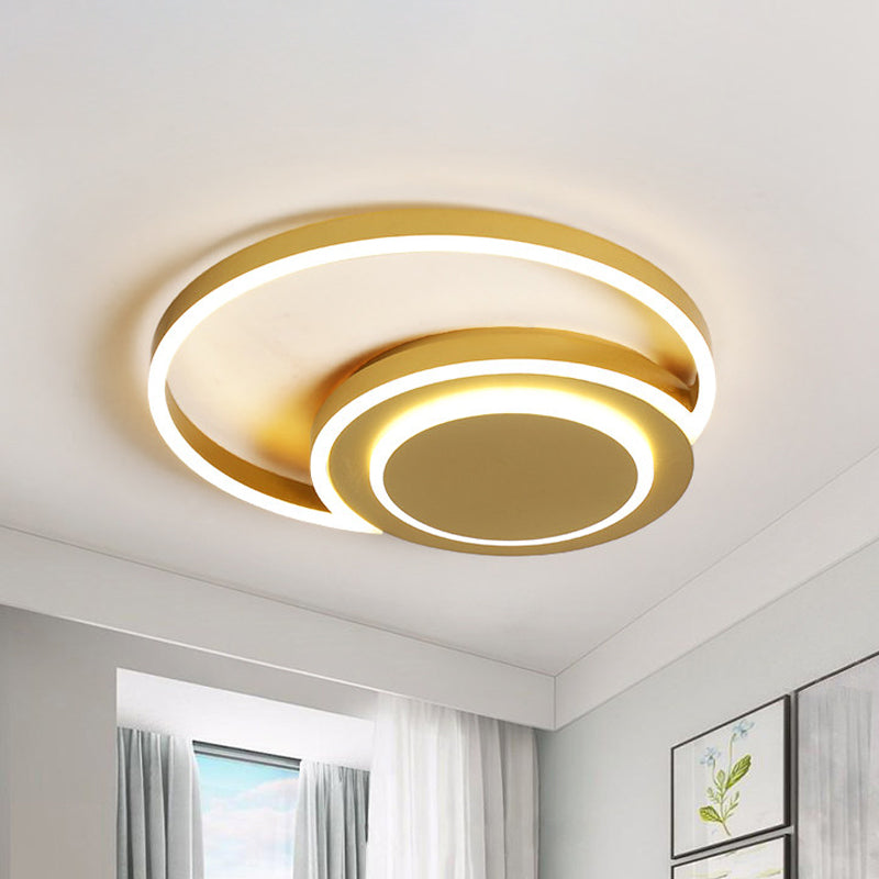 Plafonnier LED moderne en or pour chambre à coucher – Design en croissant, matériau acrylique, 18"/21,5" de large