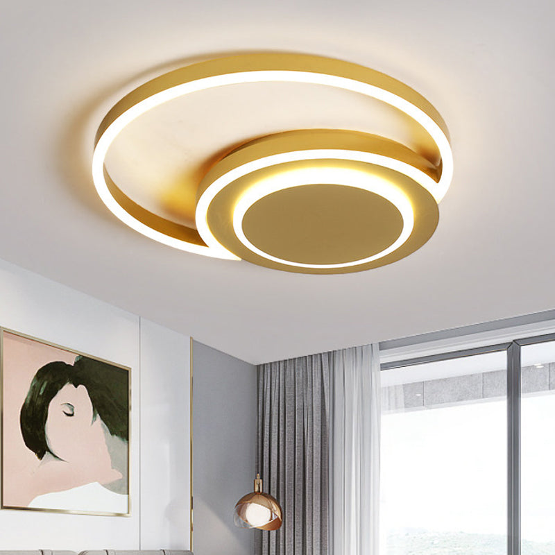 Plafonnier LED moderne en or pour chambre à coucher – Design en croissant, matériau acrylique, 18"/21,5" de large