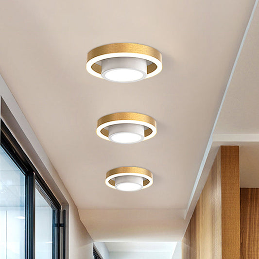 Small Acrylic Ceiling Flush Nordic LED Flush Mount Lighting - Dual Hoop Design - Black/Coffee/Gold - Ideal for Hallway