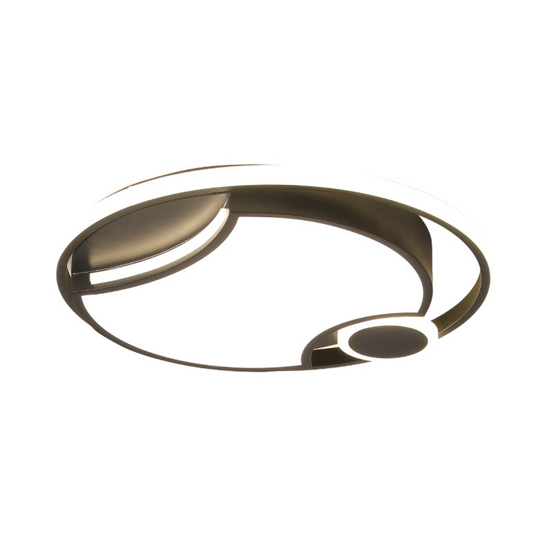Modern Black Iron Cut-Out Design LED Ceiling Light - 16.5"/20.5" Wide - Round Flush Mount - Warm/White Light