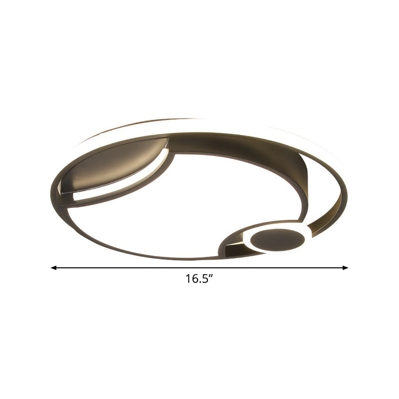 Modern Black Iron Cut-Out Design LED Ceiling Light - 16.5"/20.5" Wide - Round Flush Mount - Warm/White Light