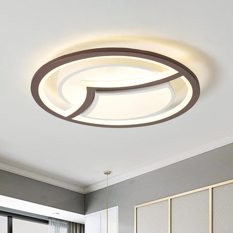 Nordic Iron LED Ceiling Light Fixture - 18"/21.5" - Coffee with Gull Pattern - Warm/White Light - Thin Circle Design