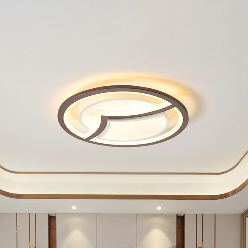 Nordic Iron LED Ceiling Light Fixture - 18"/21.5" - Coffee with Gull Pattern - Warm/White Light - Thin Circle Design